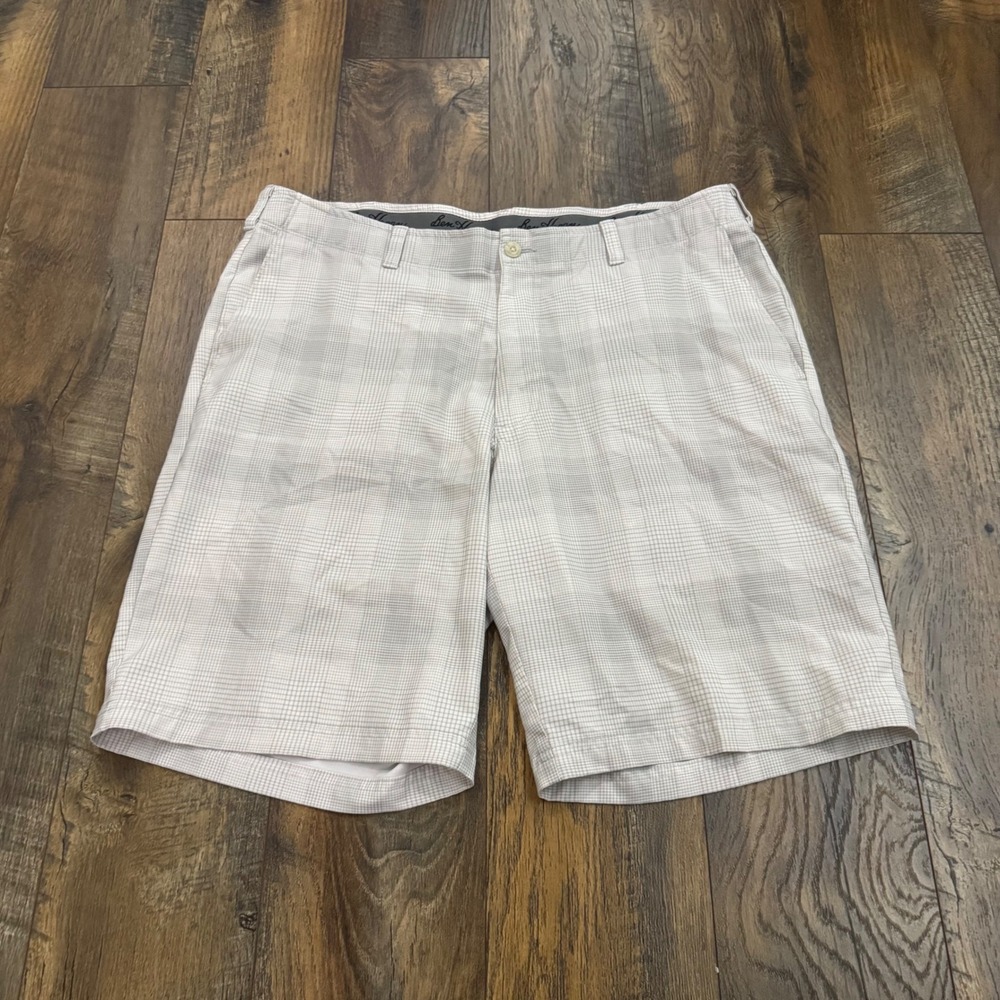 Ben Hogan Mens Grey Plaid Performance Golf Shorts Size 38 Stretch Lightweight